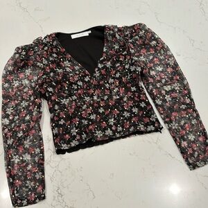 NWOT ASTR The Label Floral, V-Neck Crop top, size Small.